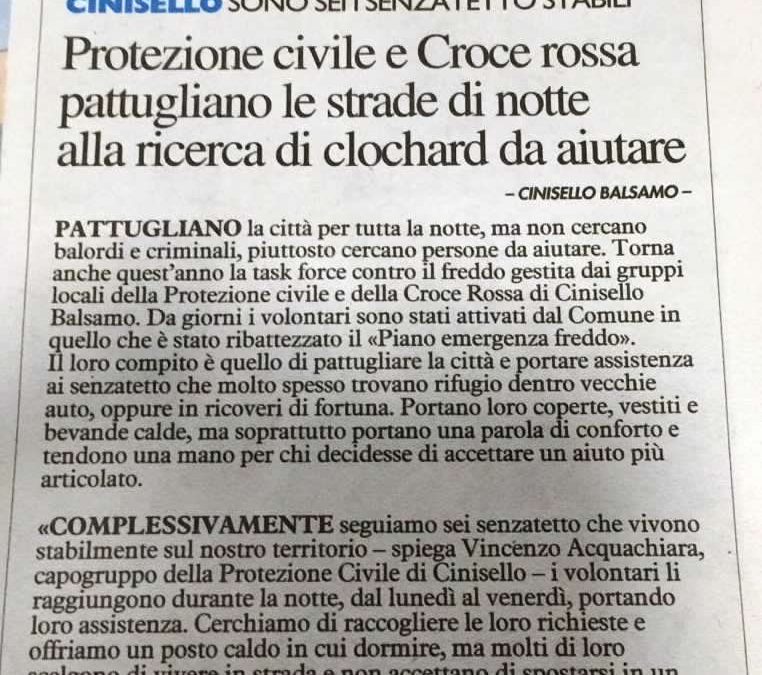 Protezione civile e Croce rossa pattugliano le strade di notte alla ricerca di clochard da aiutare